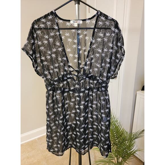 Miken Sheer Black Palm Trees Cover-up - Picture 1 of 3